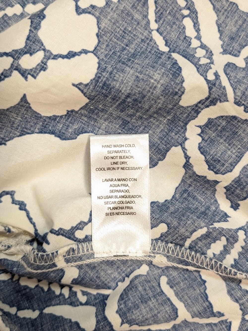 Floral Popover Shift Midi Dress Blue Ivory M Ruffle Hem Rachel Zoe Coastal NWOT - Picture 9 of 12